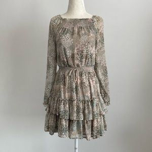 Epic Threads Long Sleeve Sheer Floral Flirty Dress